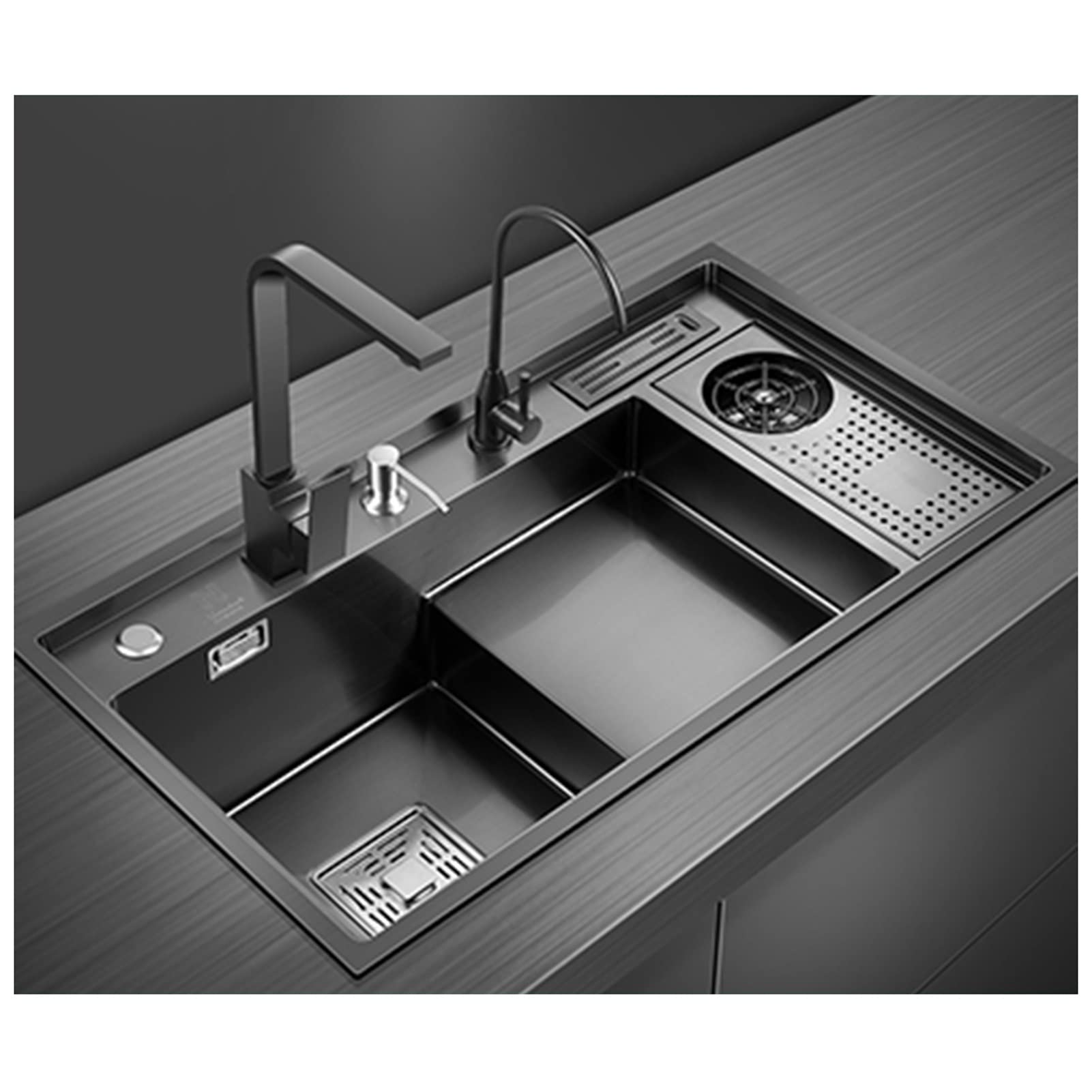 CSXSXAUO Stainless Steel Kitchen Sink with Multifunctional Step Bar, Ideal for Prep Work in RV or Home Kitchen, Compatible Top Mount Undermount Installation