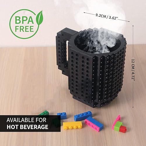 Miniatura 3 de Build-on Brick Taza de café para construir con bloques, divertida, diseño de ladrillo, diseño creativo para niños, hombres, mujeres, Navidad,