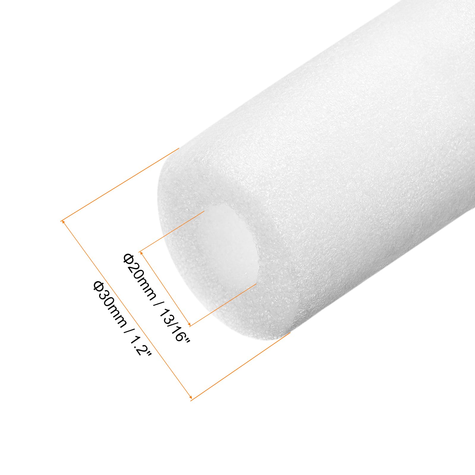 sourcing map Lot de 2 tubes d'isolation en mousse pour tuyau en cuivre, 20 mm (DI x DE x DE), protection contre le gel pour tuyau en cuivre, blanc
