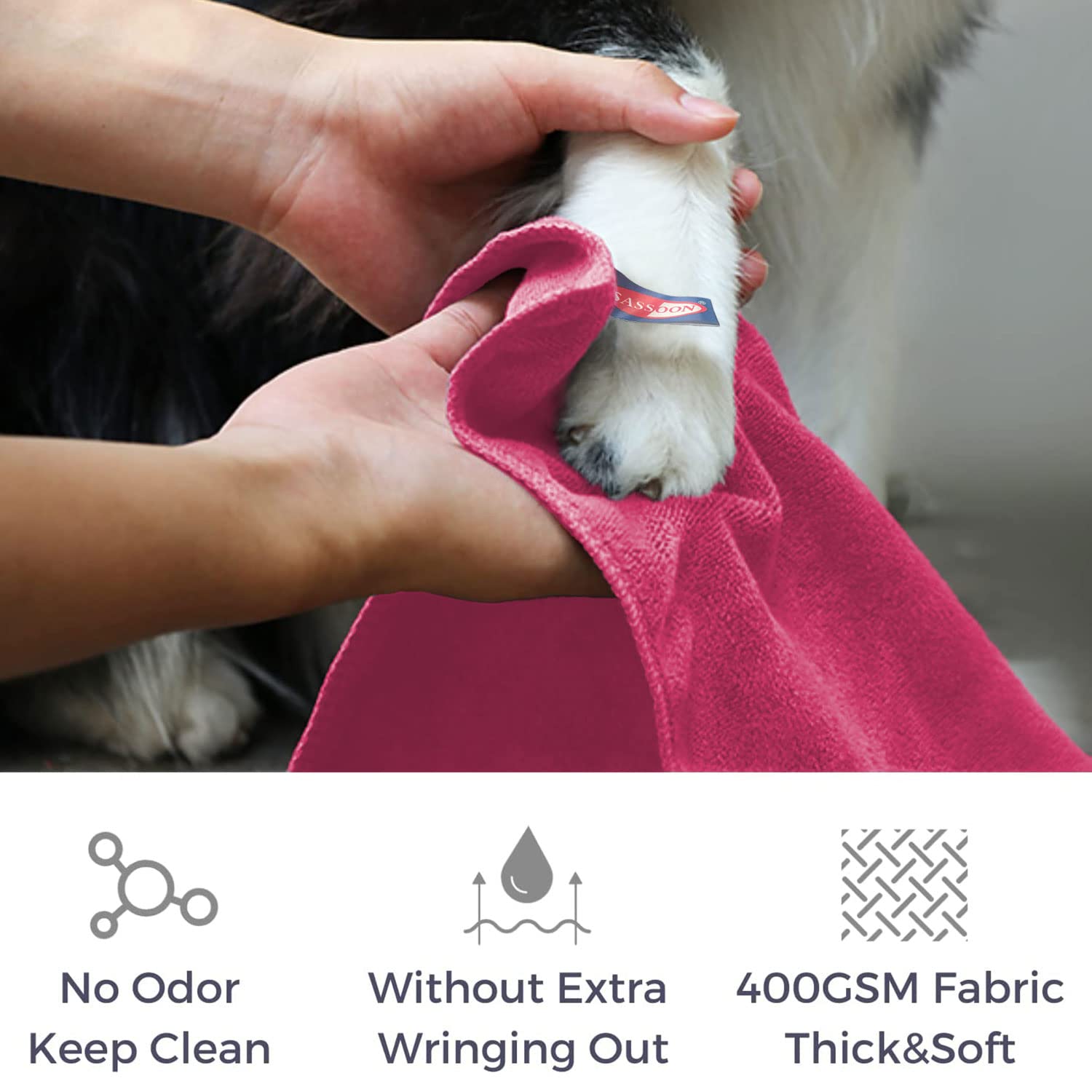 Sassoon | Dog Towels for Drying Dogs |Large Pet Towels for Dogs | Towels for Dog | Towels For Cats | Ultra Soft, Super Absorbent, Microfiber, Machine Washable and Quick Drying - Pack of 1 (Pink) 2