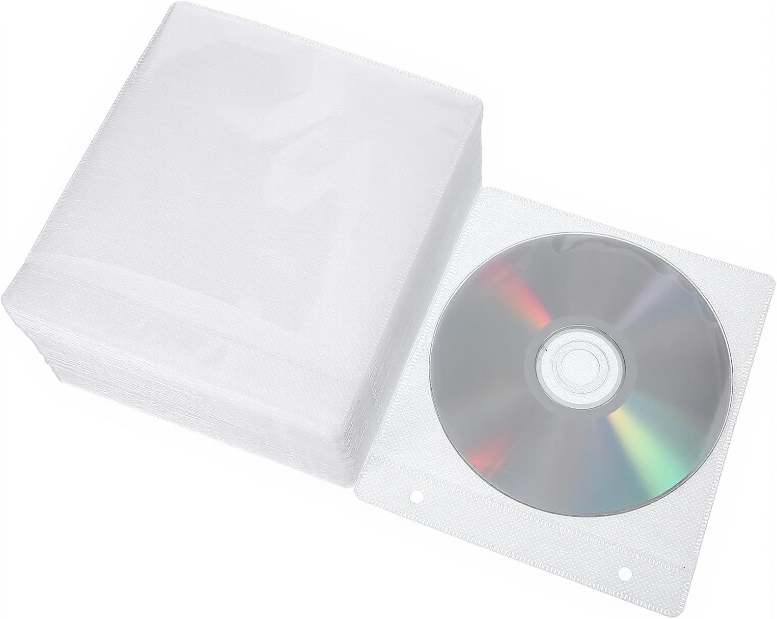 100 Pcs CD Sleeves DVD Sleeves Double Sided Refill Plastic DVD Storage Cases with Clear Window for Blank CD Storage 5.7x5.1 Inch