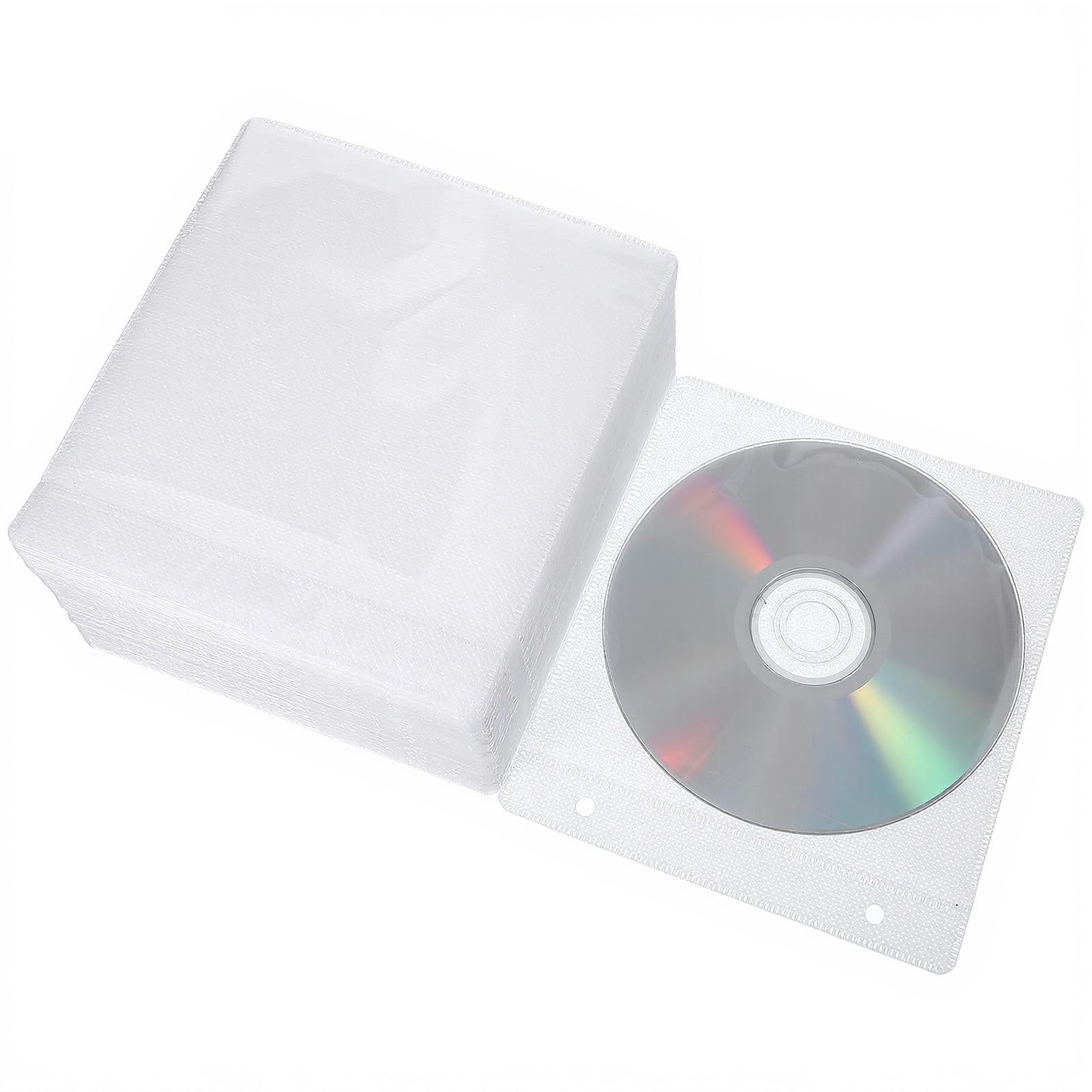 100 Pcs CD Sleeves DVD Sleeves Double Sided Refill Plastic DVD Storage Cases with Clear Window for Blank CD Storage 5.7x5.1 Inch