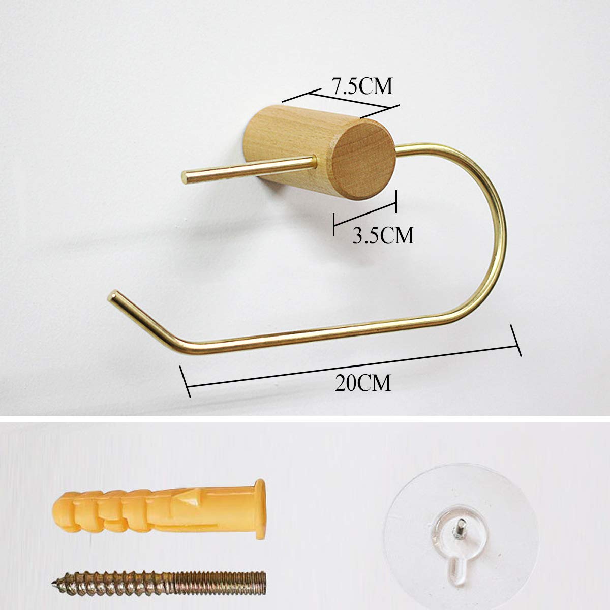 TentHome Toilettenpapierhalter Aus Holz & Messing – Wandhalter Für Bad (Walnuss, 20 X 6,8 X 7,5 Cm)