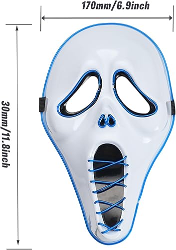 Miniatura 2 de Máscara de Halloween que brilla y aterradora máscara de calavera Halloween de terror para mascarada, cosplay, fiesta, decoración de accesorios