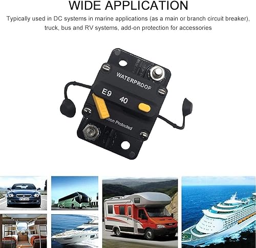 Miniatura 10 de Disyuntor de 300 amperios 30-300 A con motor de arrastre de reinicio manual, terminal de audio para automóvil, barco, bicicleta, terminal de audio,