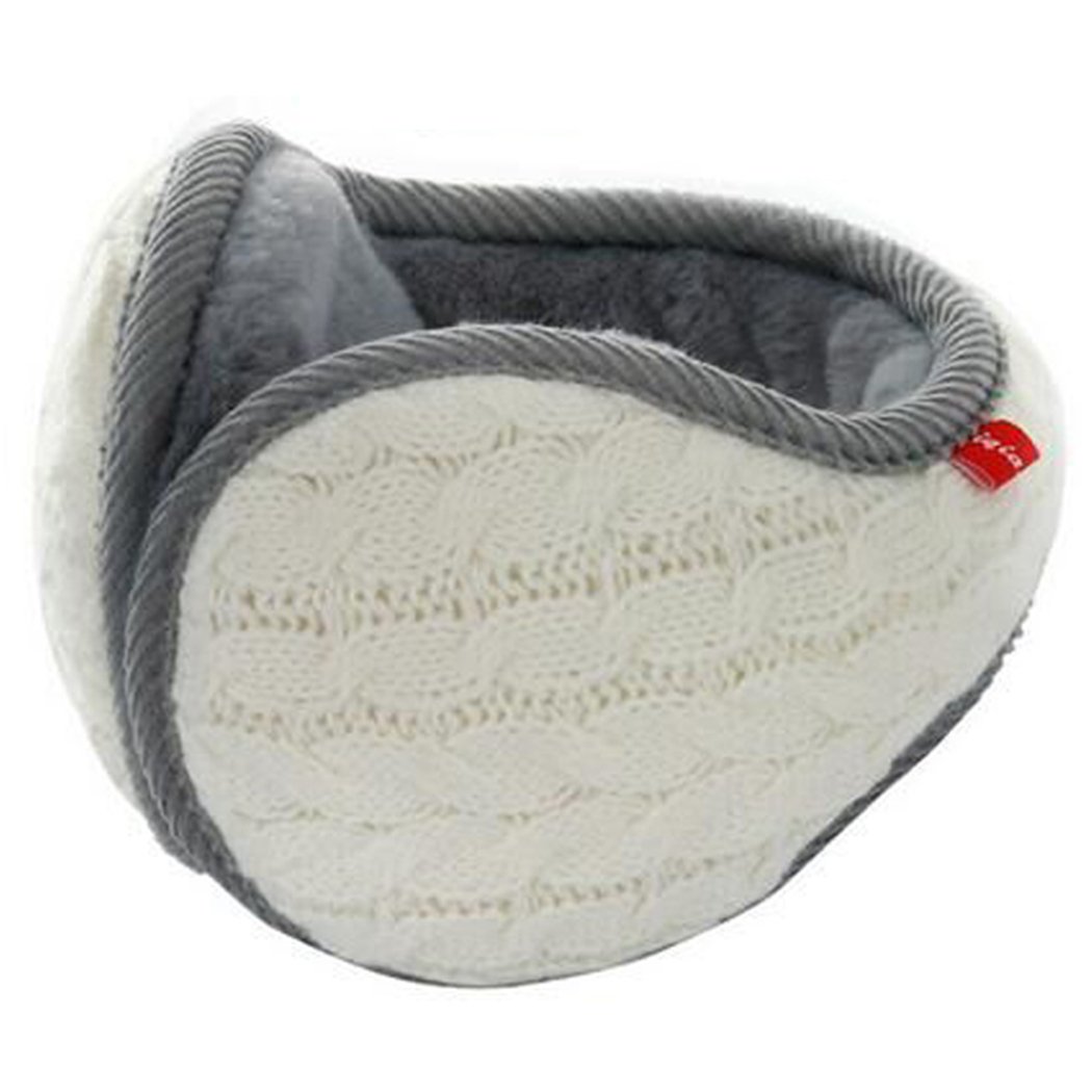 Unisex Foldable Winter Plush Knit Outdoor Earmuff (White)-image-25