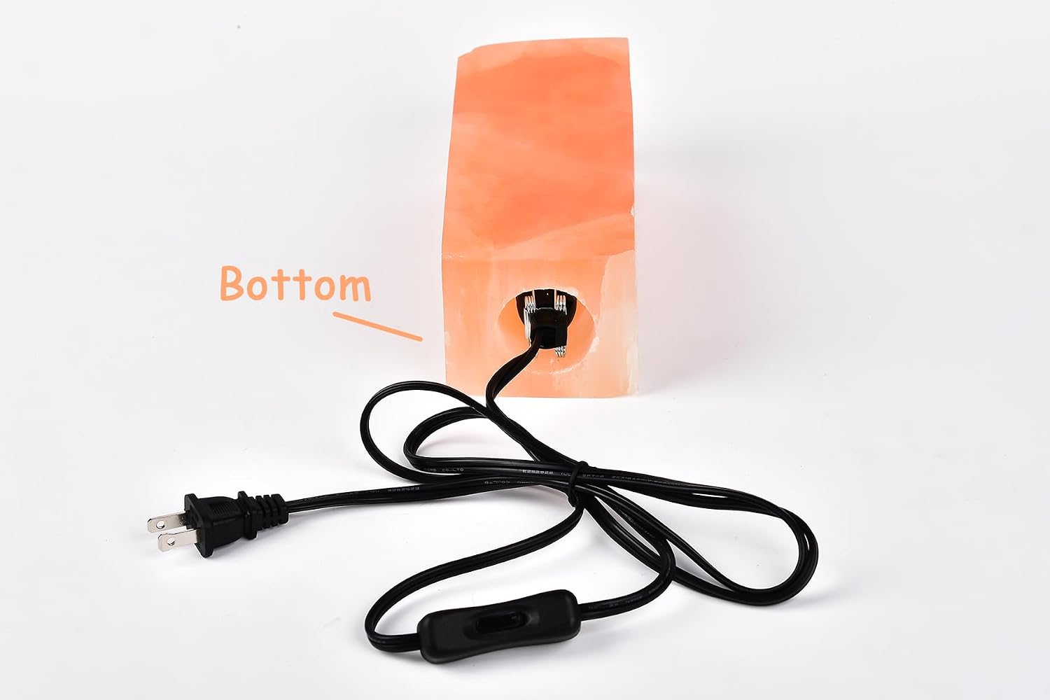 AMOYSTONE 8" Orange Selenite Lamp Square Crystal Healing Lamp Bedroom Home Decor, Un-Engraved 4-5 lbs with Led Bulb Switch Cable