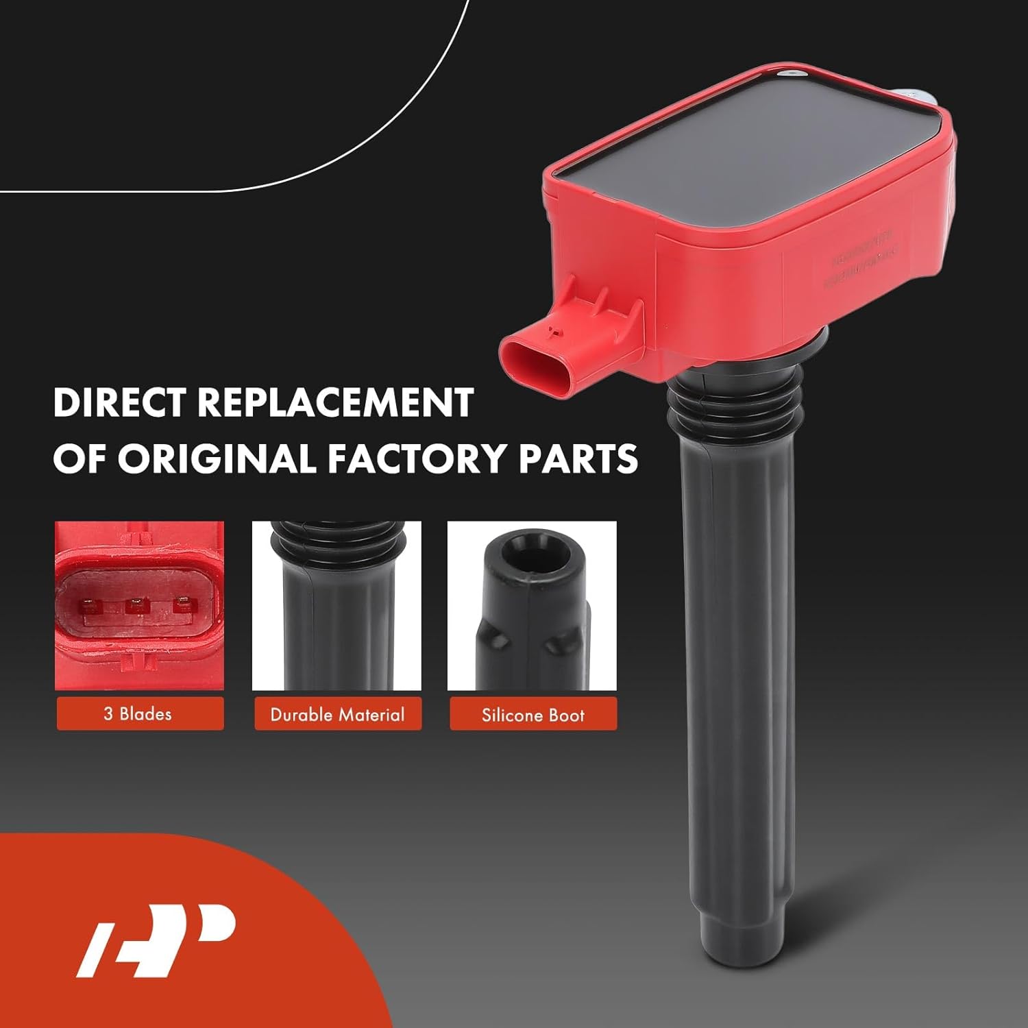 A-Premium Ignition Coil (Red) with 3-Pins and Iridium Spark Plugs Compatible with Ram 1500 3.6L 2019, Ram 1500 Classic 3.6L 2021 & Jeep Grand Cherokee 3.6L 2016-2018 & Dodge Durango 3.6L 2016-2018