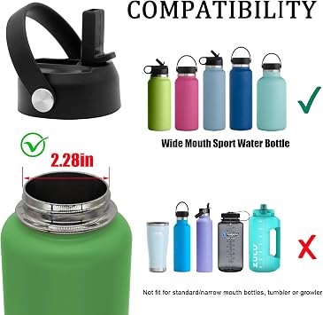Hidro Flask Geniş Ağızlı Su Şişeleri için Hasır Kapak, Hydroflask 32 40 oz için Pipetli Üst Kapaklar, Esnek Saplı HydroFlask için Yedek Hasır Kapak