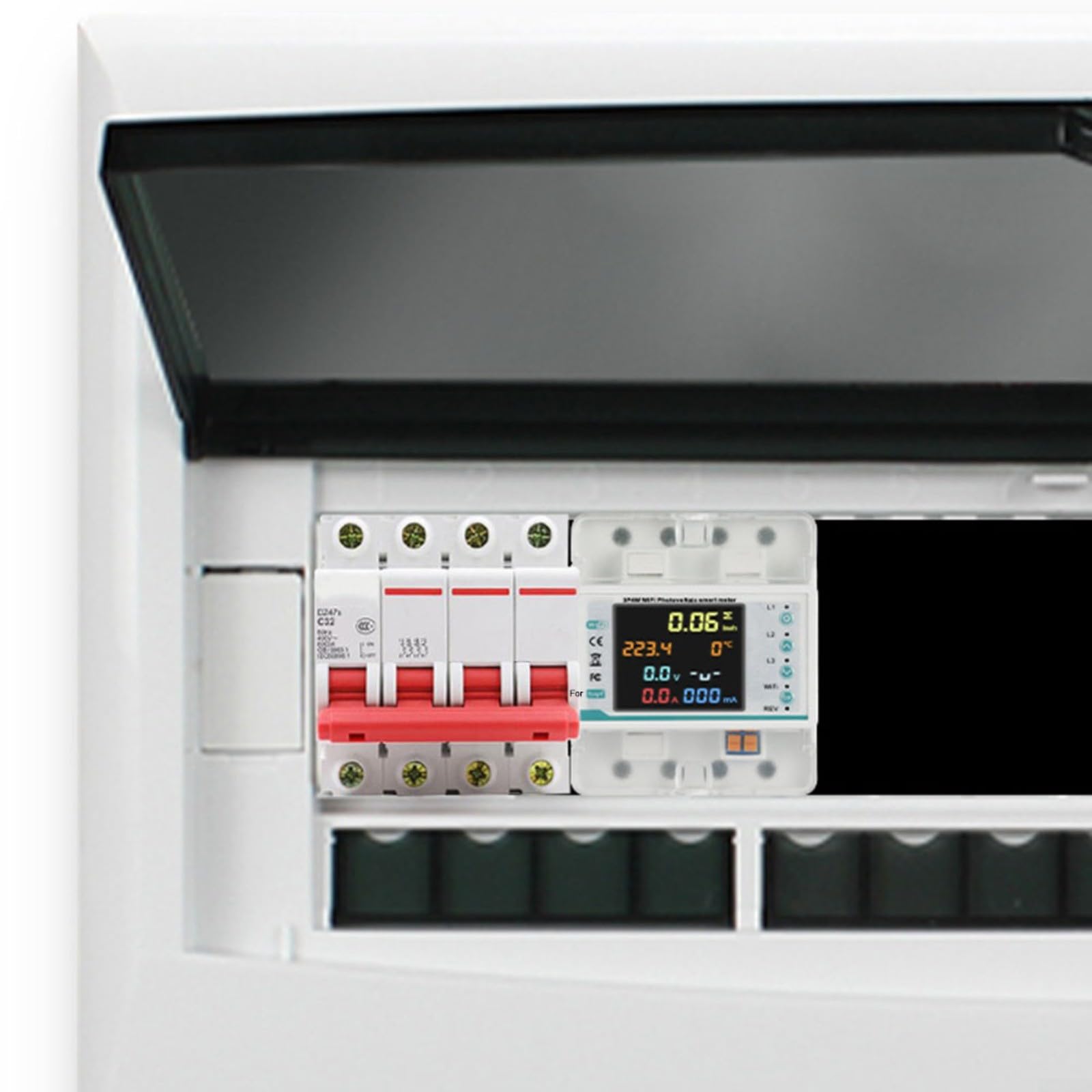 Smart 3 Phase WiFi Contatore di energia 100A Display LCD Monitor di energia Analizzatore di consumo energetico con protezione da sovratensioni per il sistema solare domestico industriale