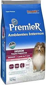 Ração Premier Senior Ambientes Internos para Cães Adultos 7+ Sabor Frango e Salmão, 12kg Premier Pet Raça Idosos,