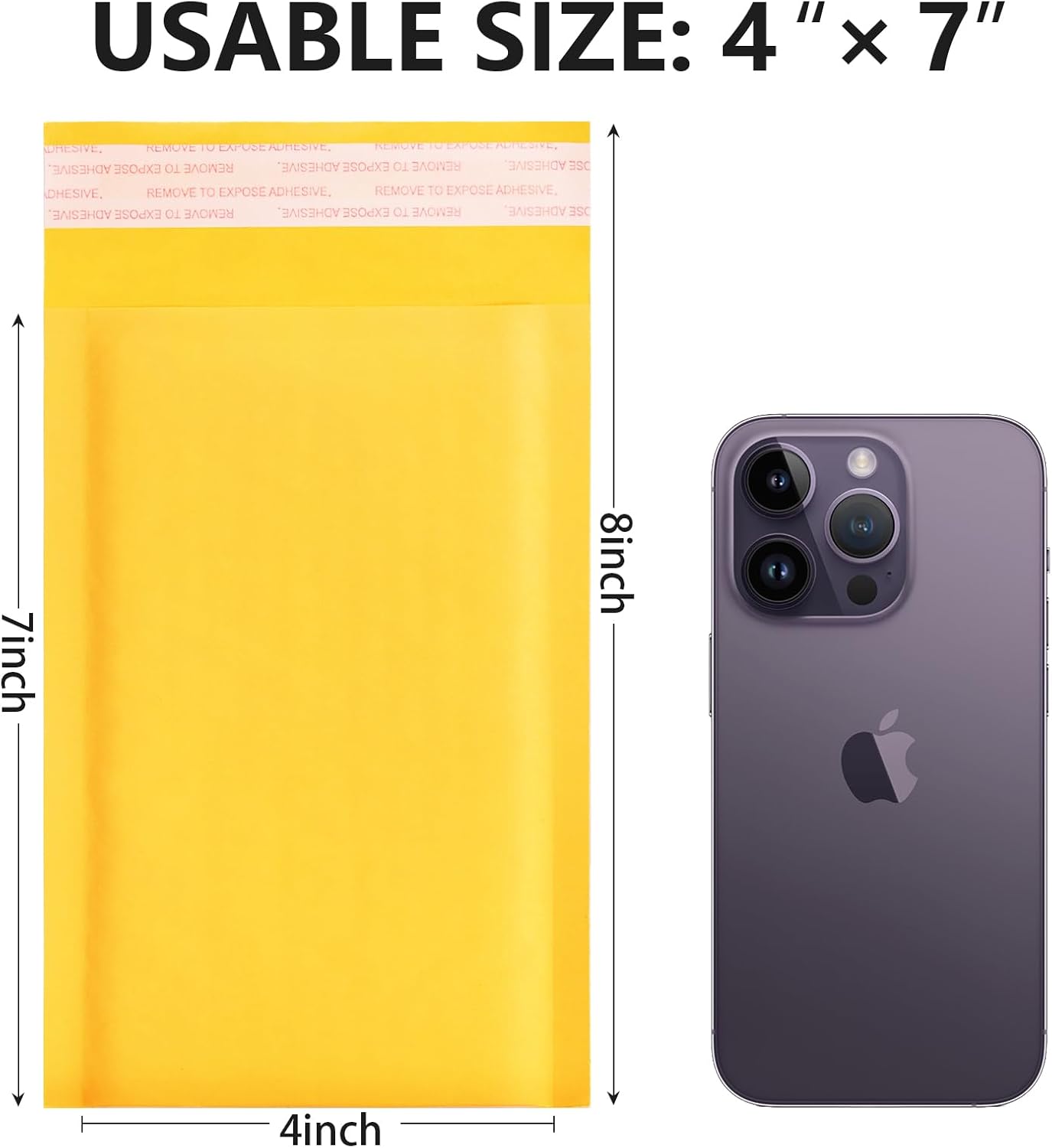 Kraft Bubble Mailers 4x7inch 100Pack Yellow Self-Seal Padded Envelopes Bubble Opaque Padded Mailers Shipping Bags for Small Businesses to Package and Mail Jewelry, Electronic Products - Image 2