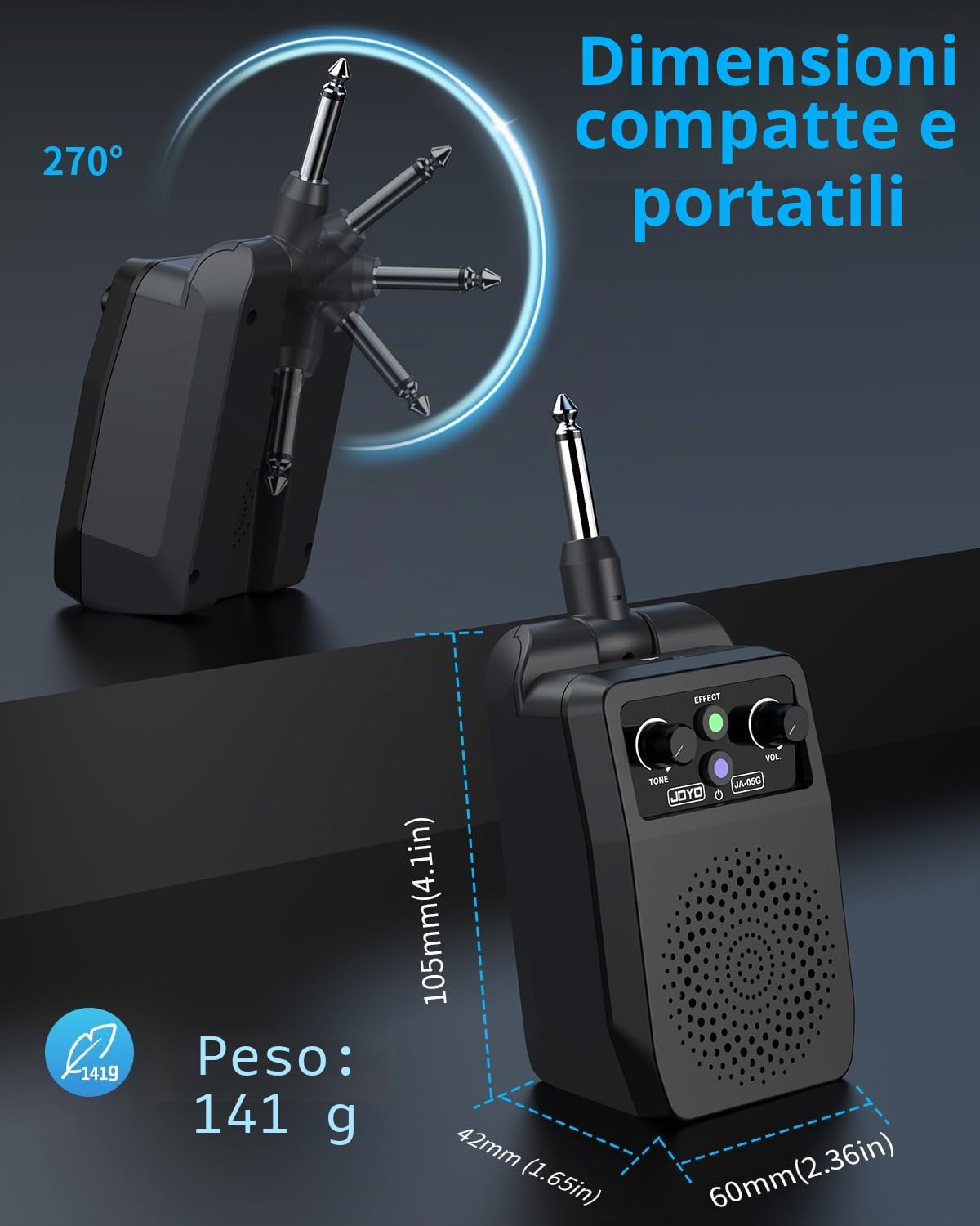 JOYO Mini amplificatore per chitarra portatile 5 W Bluetooth ricaricabile con effetti integrati