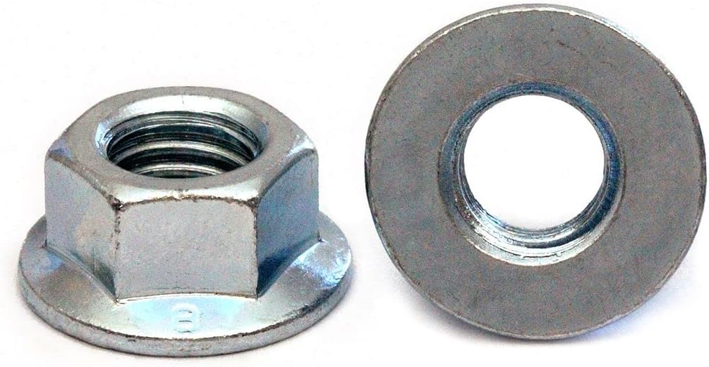 MonsterBolts - M12 Hex Flange Nuts, DIN 6923, Zinc CR+3, 100 Pack