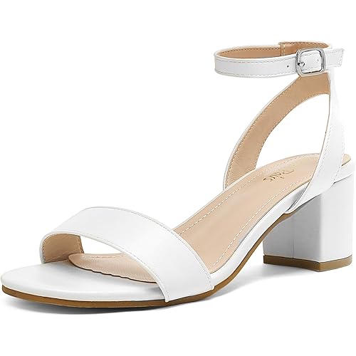 DREAM PAIRS Women's Open Toe Ankle Strap Low Block Chunky Heels Sandals Party Dress Pumps Shoes