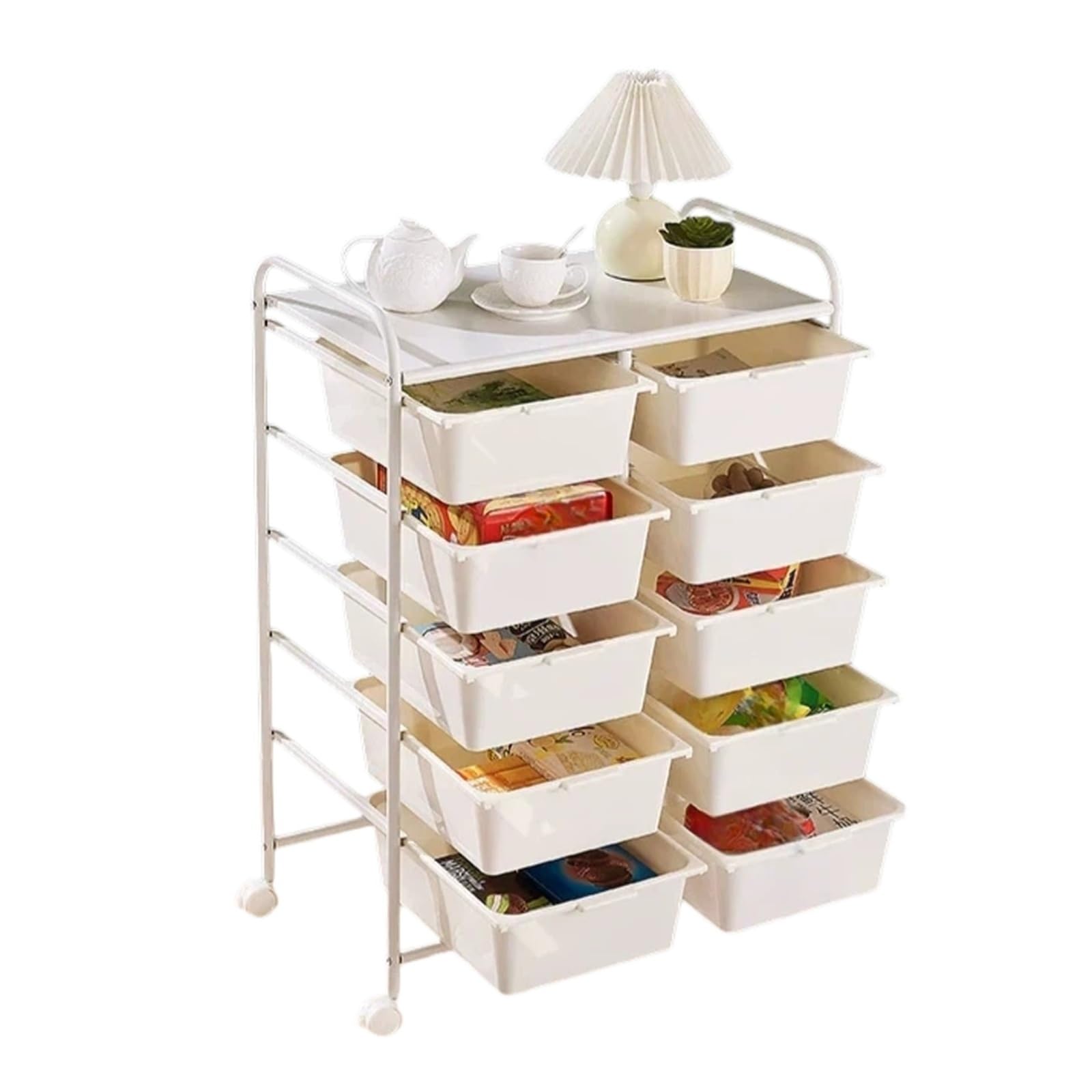 FZL02068LM Kitchen Trolley Rolling Utility Cart Movable Storage Shelf for Snacks and Books Organizer Rack(Large)