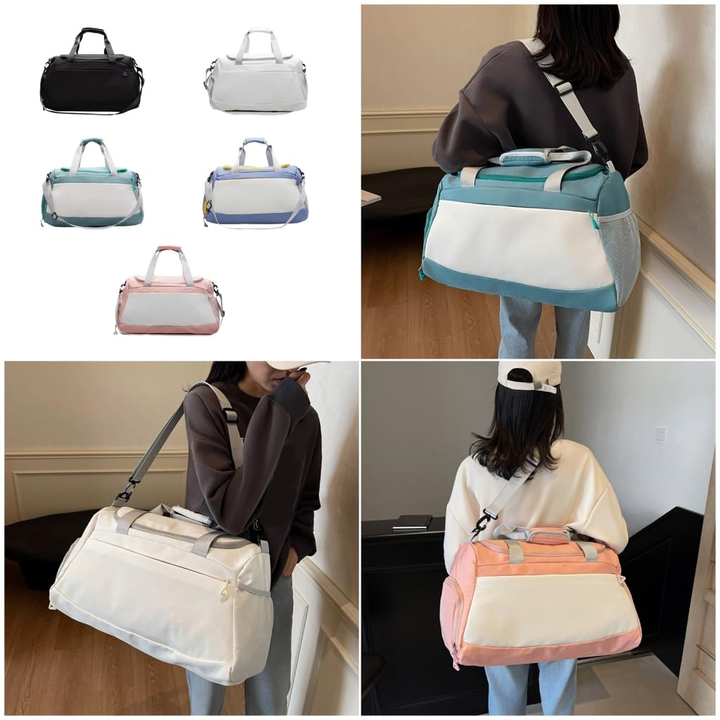 Bolsa de deporte de gran capacidad, bolsa de viaje para fines de semana con separación húmeda y seca, bolsa de equipaje para pasar la noche para vacaciones, Green, 30x51x23cm, moderno