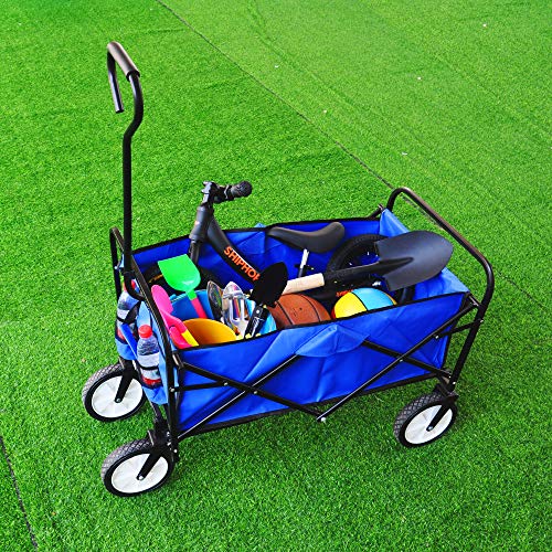 Carretilla plegable para camping y jardín, carrito utilitario resistente de hasta 150 libras, azul miniatura 2