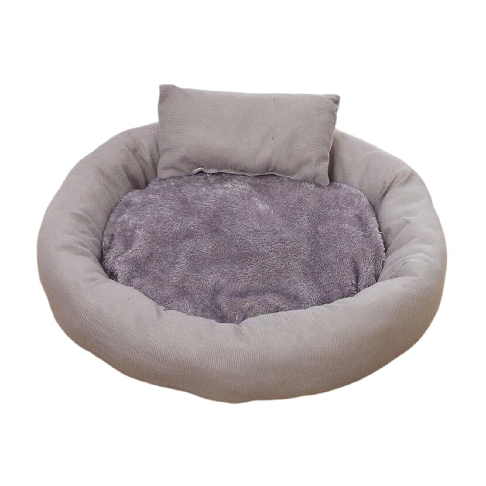 Lit en forme de donut pour chats et chiens anxieux grand coussin rond peluche lavable gris L