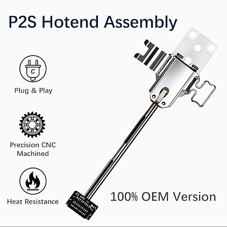 Original P2S Hotend Heating Assembly Kit for Bambu Lab P2S 3D Printers, P2S Hotend Heating Component Quick-Change with Heater Cartridge & Thermistor, Base Clip 3D Printer P2S Accessories
