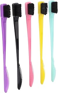 Pente de escova de borda dupla, 5 peças de pente de escova de borda de cabelo 2 em 1 borda controle de dupla face linha do cabelo pincel de sobrancelha pente ferramentas de maquiagem