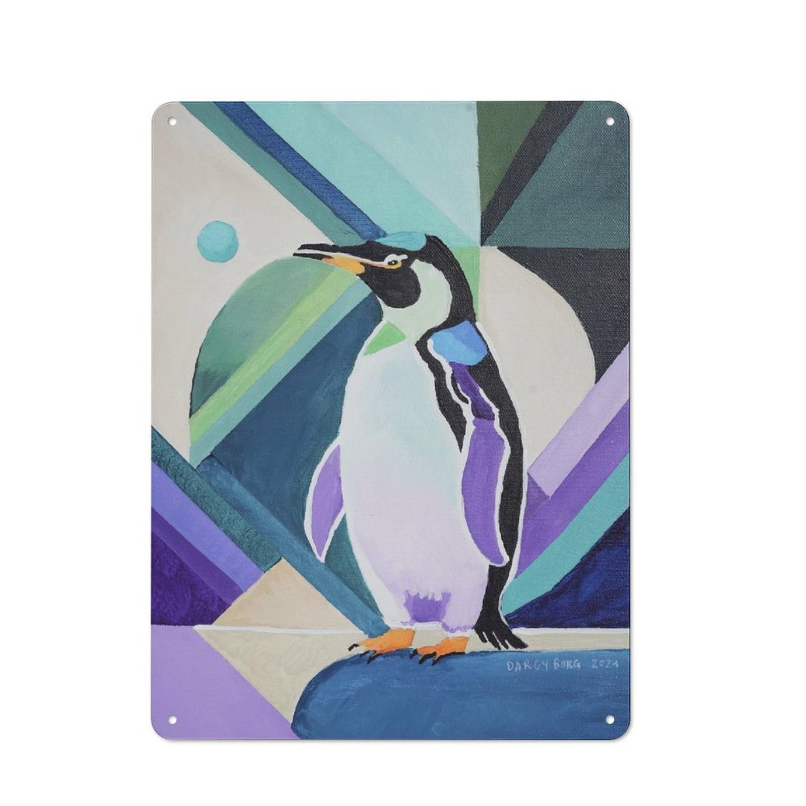 Junmoney Style-6 Retro Metal Sign With Penguin Design 40X30cm, Weathered Look Shed Wall Plaque For Garage, Workshop, Shed Or Utility Room