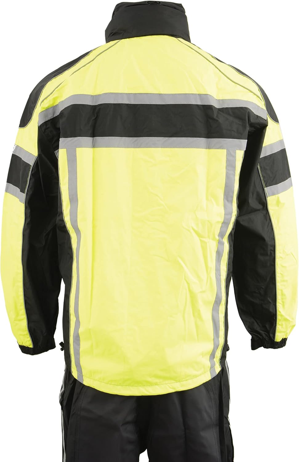 Milwaukee Leather Men's Black & Neon Orange or Green Biker Rain Suit Water Resitant w/Reflective Tape - Heat Leg Guards