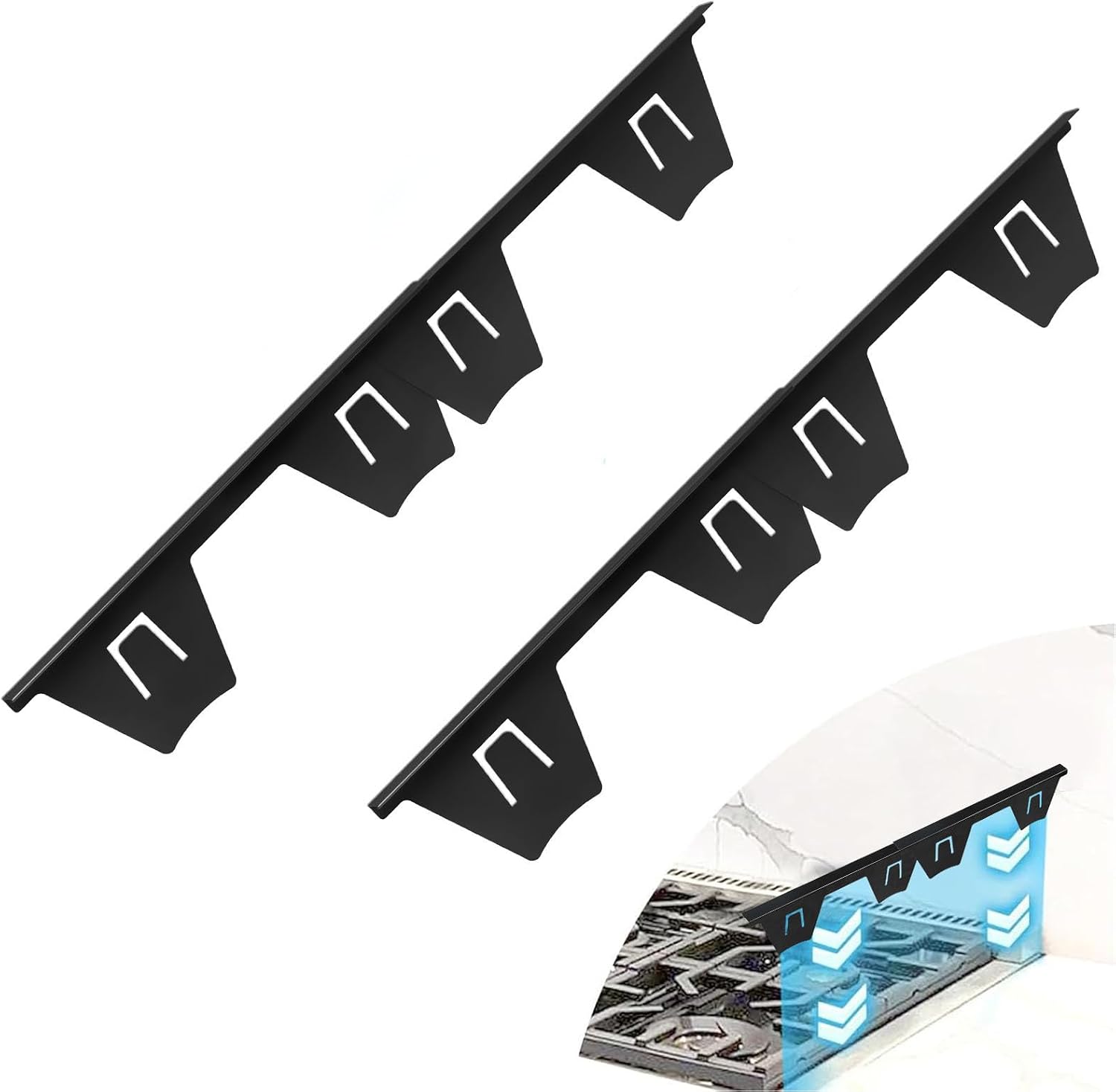 Stainless Steel Stove Gap Covers (2 Pack), Adjustable Stove Gap Filler 13.8" to 27.5", Heat Resistant Range Trim Kit for Gap Between Stove and Counter, Easy Clean Oven Side Gap Guard, Black