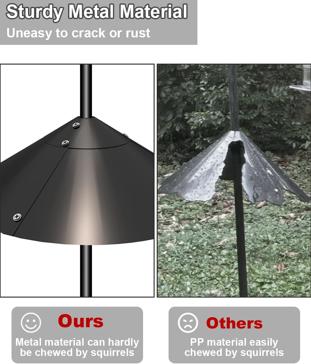 Garbuildman Metal Squirrel Baffle for Bird Feeder Pole, Outside Pole Mount Bird House Guard for Outdoor Shepherd’s Hook, 19 Inch, 1 Pack