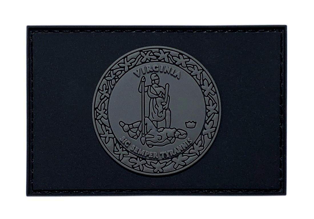 Virginia State Flag Sic Semper Tyrannis Patch [PVC Rubber-3.0 X 2.0 inch -P15]