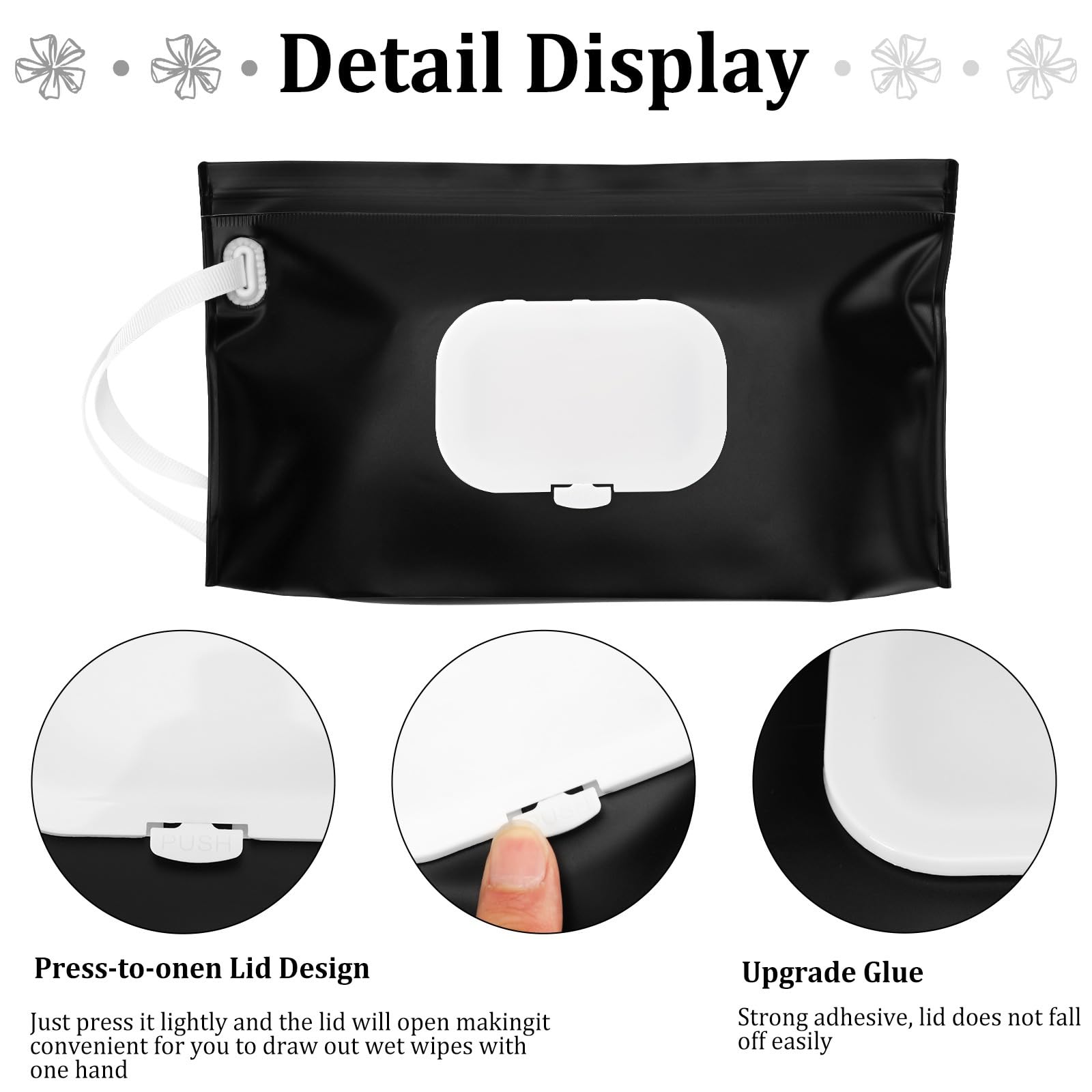 FEBSNOW Paquete de 2 dispensadores de toallitas para bebé, color negro, portátil, recargable, bolsa de toallitas húmedas para bebé, contenedor reutilizable de viaje