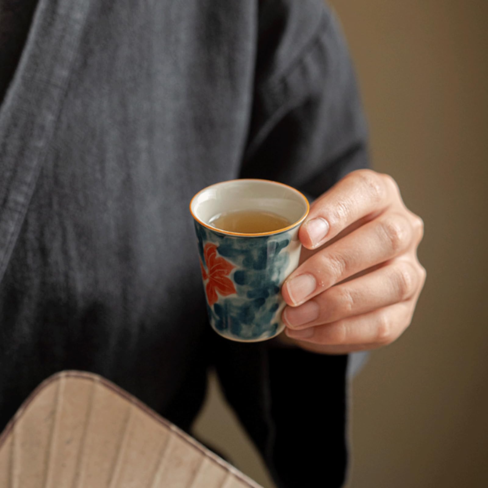 esmen Service à saké en céramique, Texture de Poisson Rouge, Tasses en céramique, Artisanat Traditionnel en Porcelaine, poterie, Verres à vin, Ensemble de 3 Tasses à saké