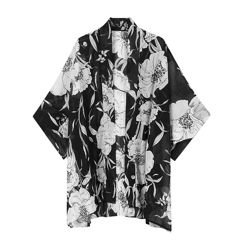 Getitsoon Kimono de gasa bohemio para mujer, para cubrir la playa, bikini, chal, blusa para traje de baño, ropa de playa