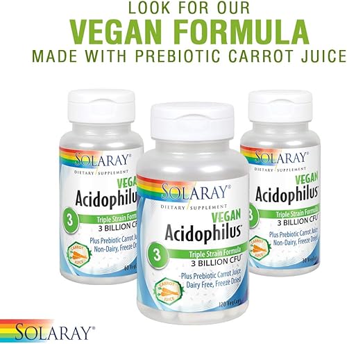 Miniatura 6 de SOLARAY Acidophilus Leche de cabra probiótica y prebiótica de 3 cepas | 3 mil millones de UFC y liofilizado | 50 VegCaps