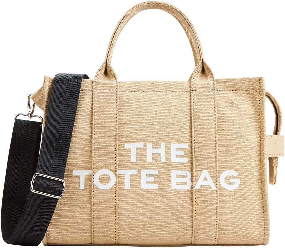 KALIDI Tote Bags Canvas Handbags for Women, Canvas Tote Bag with Zipper and Pockets Canvas Shoulder Bag for Women Ladies Girls Casual Canvas Crossbody Tote Bags for School Travel Work