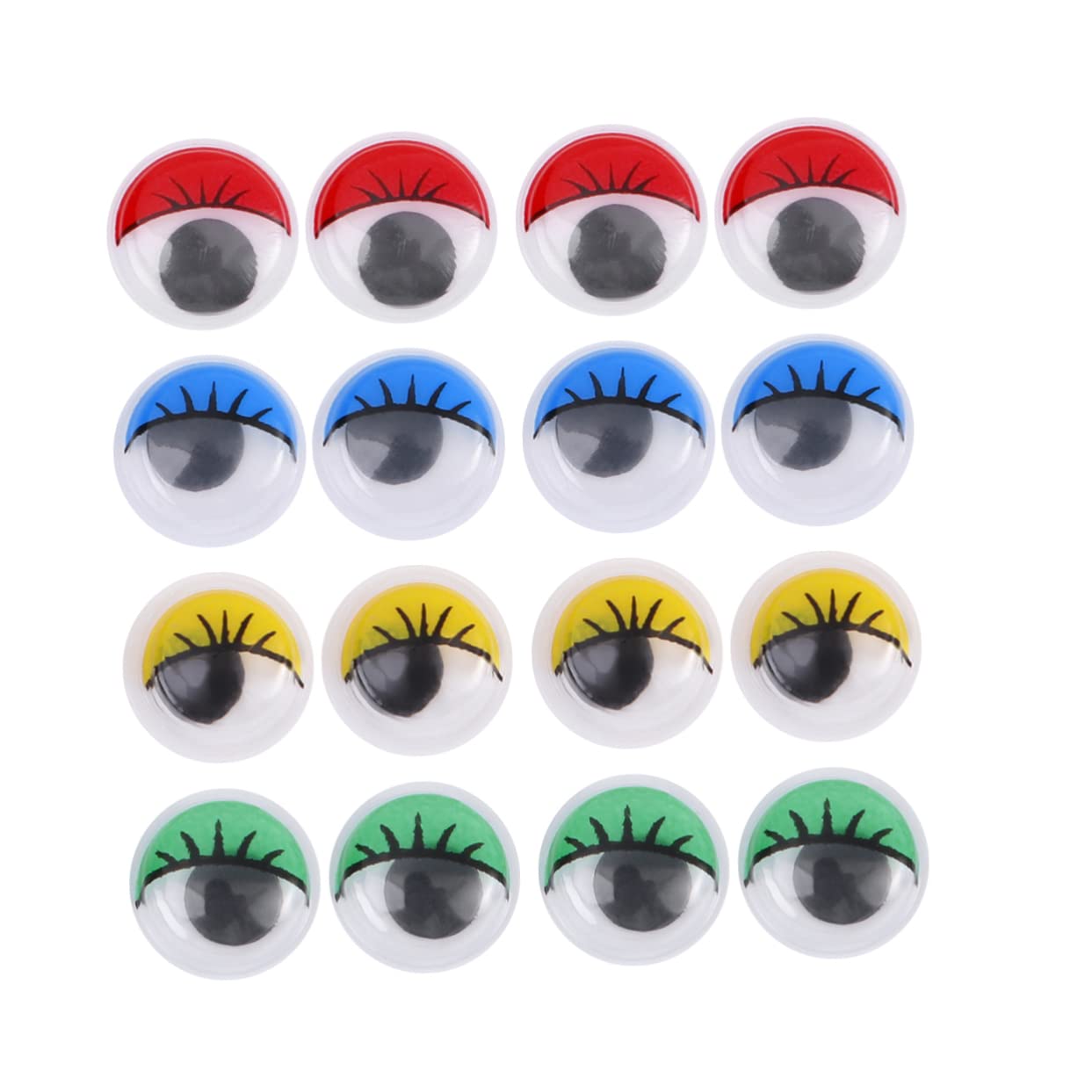 DIYEAH 100pcs Googly Eyes 10mm Eyelashes DIY Cartoon Eyes Eyelashes Craft Decor Toys Doll Making (Green), medium