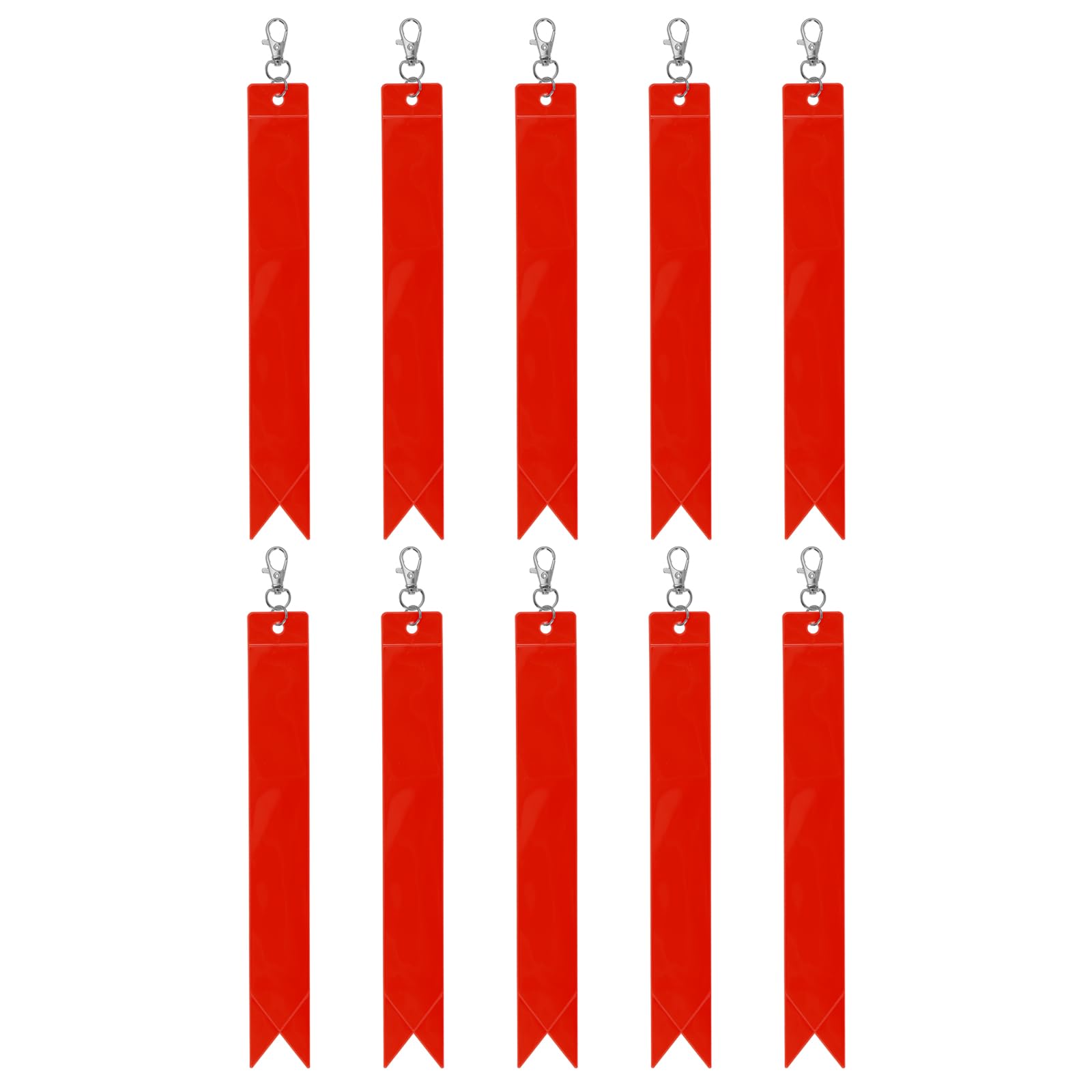 YELARXI Safety Reflector, Reflective Tags Pendant Safety Keychain Gear with Clip 8.7" & Red & 10Pcs - Fitting For(Keychain/Purses/Backpack/Wheelchairs Cycling/Running/Walking)