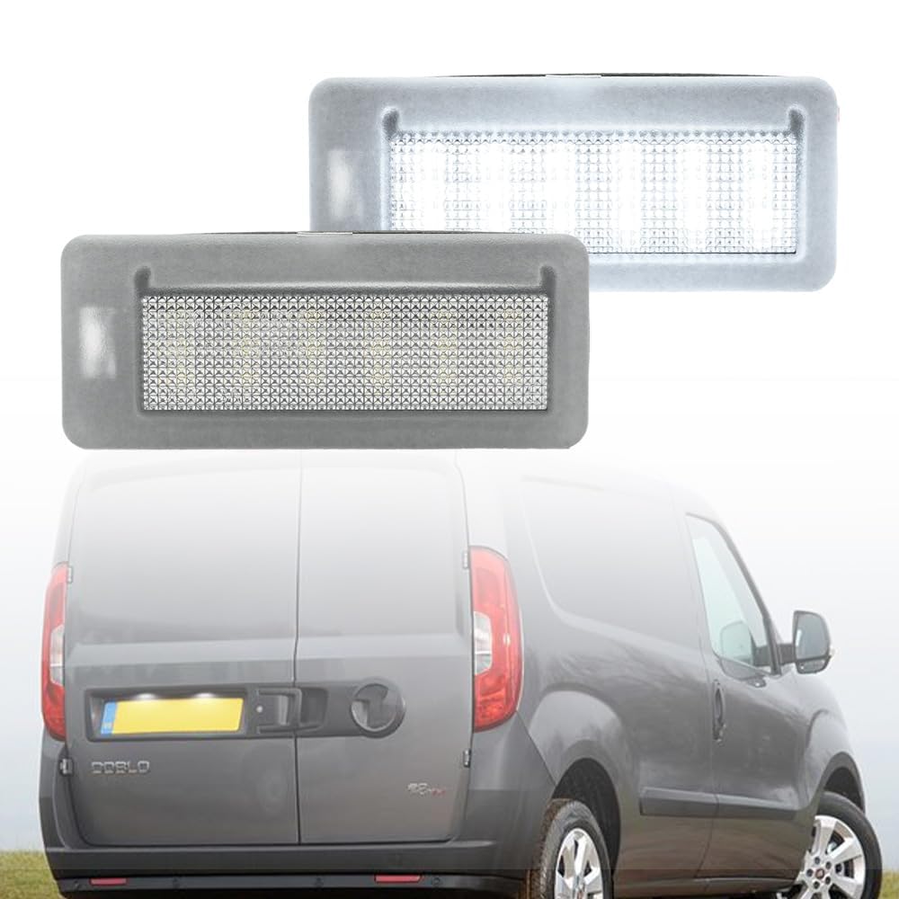 Luci targa LED per F.iat Doblo 2010-2022 Op.el Combo D 2012-2018 Barn Door Models, accessori luce posteriore bianca LED per targa e fanale, senza errori CANBUS, 2 pezzi