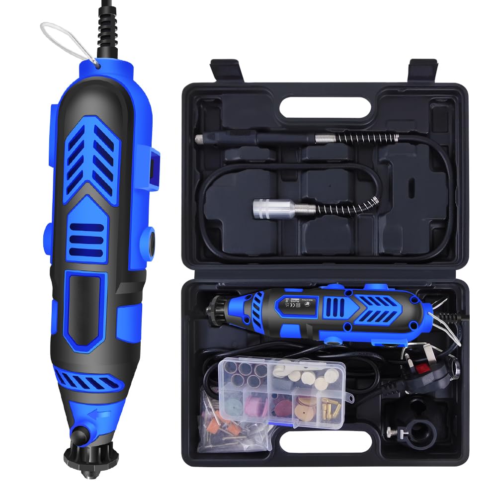 Corded Rotary Tool Kit 135W, 6 Speed 10000-32000RPM Flexi Drill Shaft Incuded, Electric Rotary Tool Dremel Multi Tool Compatible with Carry Case