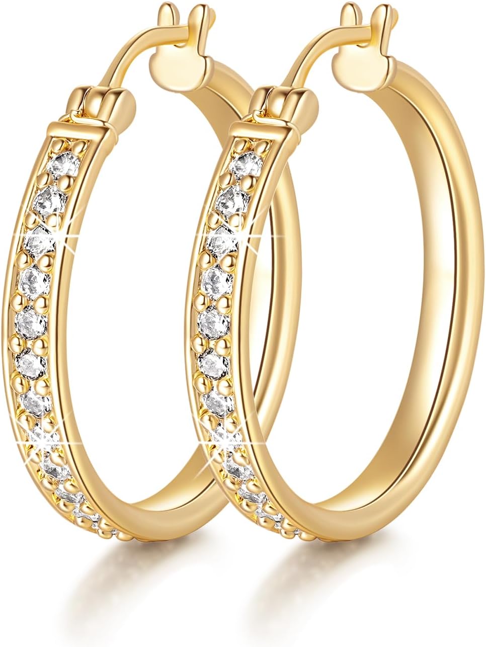 Gold Hoop Earrings for Women 14K Gold Earrings for Women CZ Hoop Earring for Womens Elegance Redefined with Cubic Zirconia Hoops Earring for Womens 30mm