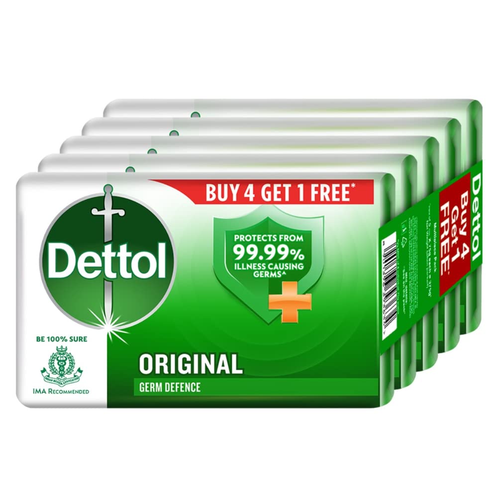 Dettol Original Germ Protection Bathing Soap Bar (Buy 4 Get 1 Free – 75G Each), Combo Offer On Bath Soap Dettol Original Germ Protection Bathing Soap Bar (Buy 4 Get 1 Free – 75G Each), Combo Offer On Bath Soap