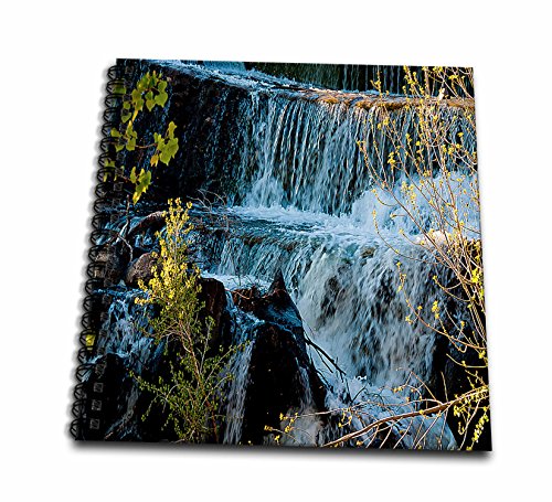 3dRose db_49677_2 Fast Moving Waterfall Flowing Over Rocks at Baker Dam in Southern, Utah with Hues of Blue and Green-Memory Book, 12 by 12-Inch