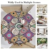 iEvery Round Tablecloth 150cm Boho Wipeable Tablecloths Polyester Wipe Clean Table Cloth Waterproof Circular Table Cover for Home Dinning Kitchen Party Picnic Patio Outdoor - Image 3
