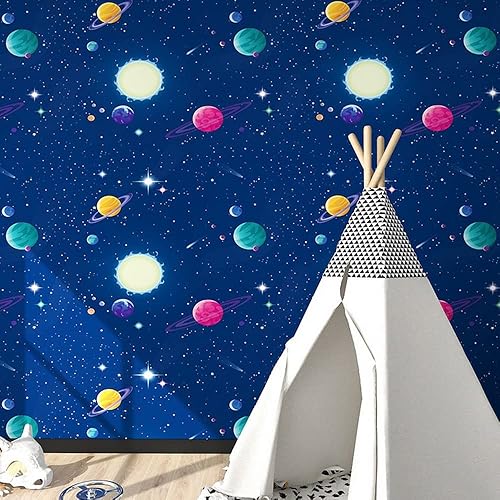 Miniatura 8 de Shelf Liner Universe Galaxy - Papel autoadhesivo para cajón, decoración de pared de dibujos animados, escritorio de estudio para habitación de