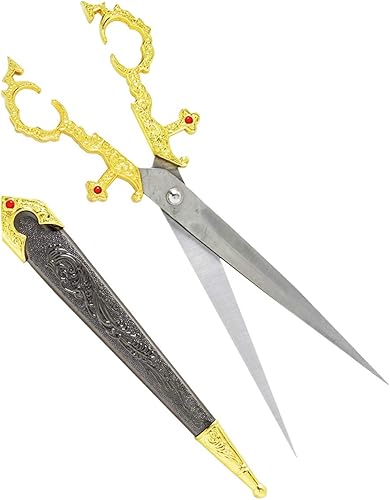 Fantasy Edge - Cuchillo de tijera medieval renacentista de 10 14 pulgadas en oro, para el hogar, camping y cosplay renacentista