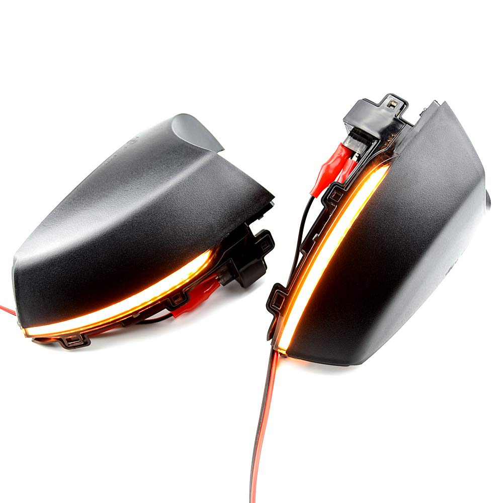 2 pièces Séquentiel Dynamique Clignot Compatible avec V-W POLO MK5 6R 2009-2013/POLO 6C 2014-2017 LED Rétroviseur Latéral Indicateur de Direction Assemblage
