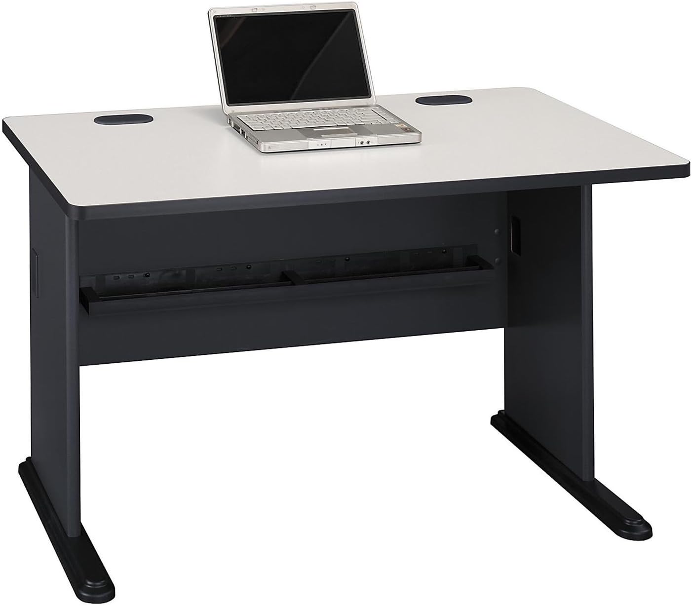 Bush Business Furniture Series A 48W Computer Desk in White Spectrum and Slate, Small Office Table for Home or Professional Workspace