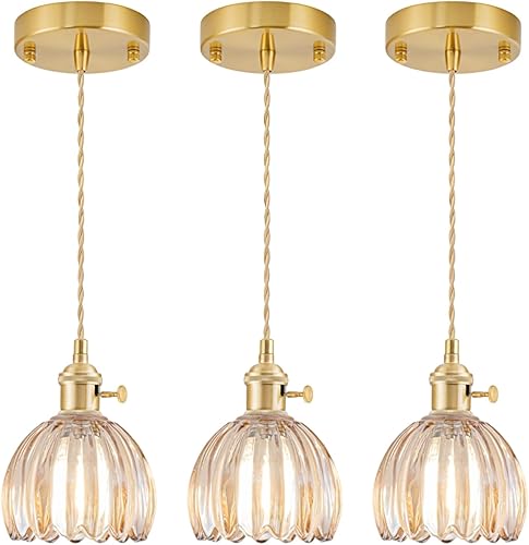 Miniatura 25 de Lámparas colgantes enchufables, lámpara colgante de cristal vintage, mini lámpara colgante de tulipán blanco leche, iluminación colgante para isla