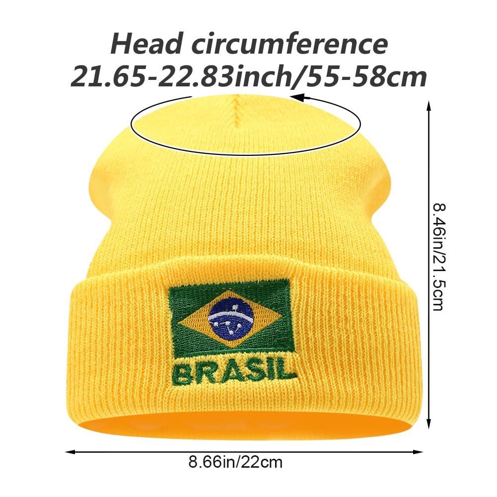 Czapka beanie dla mężczyzn i kobiet, flaga brazylijska haftowana dzianinowa czapka beanie czapka outdoorowa sport trend hip-hop czapka Y2k moda jazda zima ciepłe czapki pulower