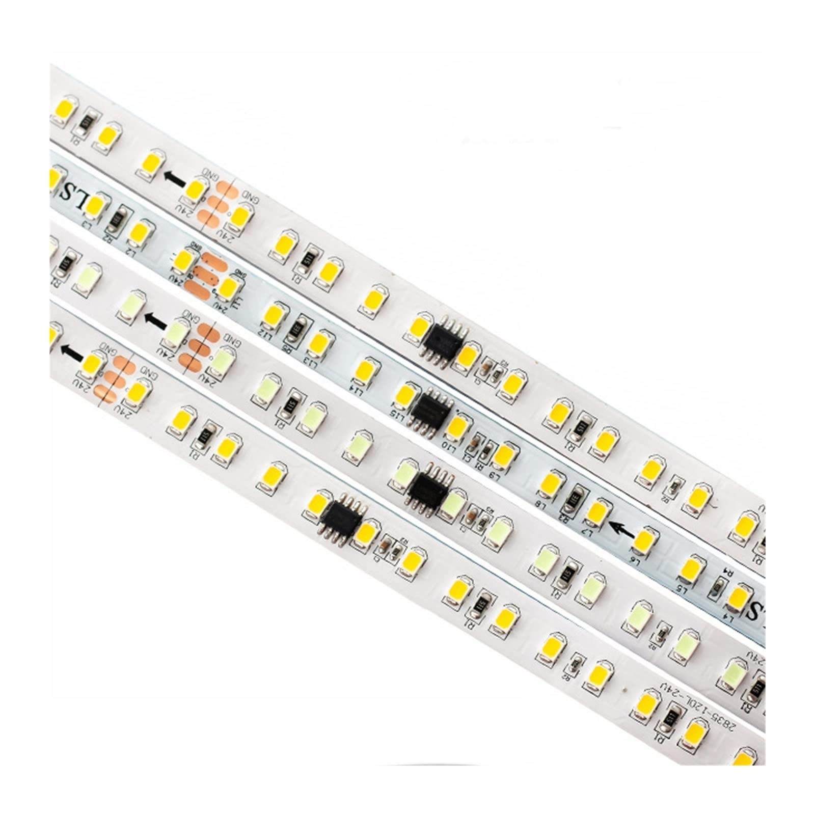 Tira de Luces Led direccionable de 24V SMD 2835 IC WS2811 120Leds/m 5M 10M 24 V Cinta de voltios Tira de Luces Led direccionable frío cálido Blanco Natural(Nature White 4500K)